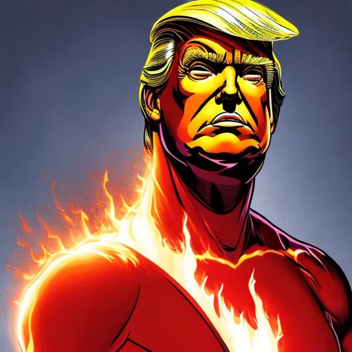 Prompt: President Donald Trump The Human Torch