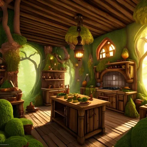 fantasy forest, kitchen interior, UHD, HD, 8K, | OpenArt