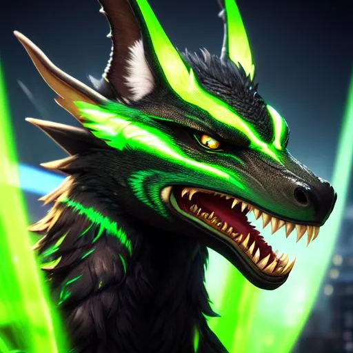 Prompt: Portrait of an anthro wyvern with striking green fur and iridescent black markings and a cute face, liminal space streets, perfect composition, hyperrealistic, super detailed, 8k, high quality, trending art, trending on artstation, sharp focus, studio photo, intricate details, highly detailed, by greg rutkowski