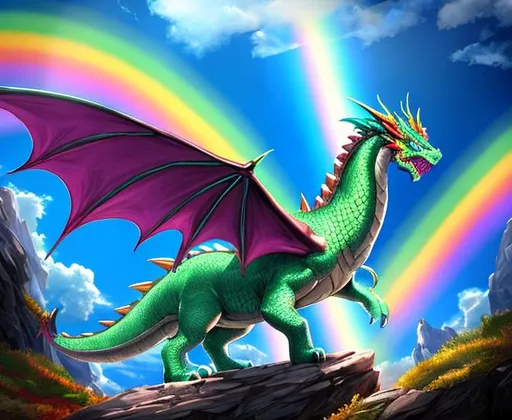 Prompt: dungeon and dragons monster rainbow dragon