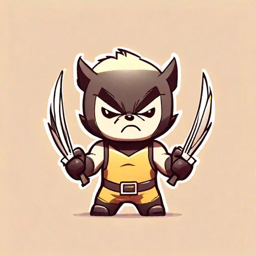 Prompt: simple sketch 2d cute icon tiny wolverine 
without background 