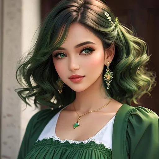 Prompt: pretty girl in green