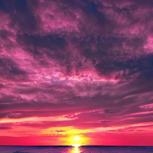 Prompt: hyper realistic, 2K, pink sunset