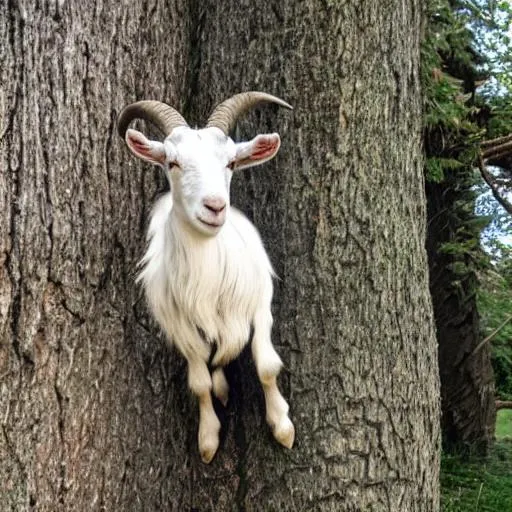 Prompt: A goat on a tree
