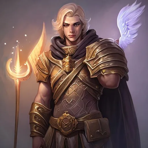 Prompt: aasimar buffed male cleric