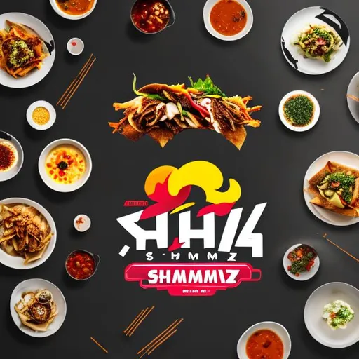 Prompt: Generate a visually striking and unique logo for 'Shwarmzy,' a Canadian shawarma restaurant specializing in Korean and Middle Eastern fusion cuisine. Incorporate elements from both culinary traditions to create a captivating and appetizing logo that represents the restaurant's fusion concept.
