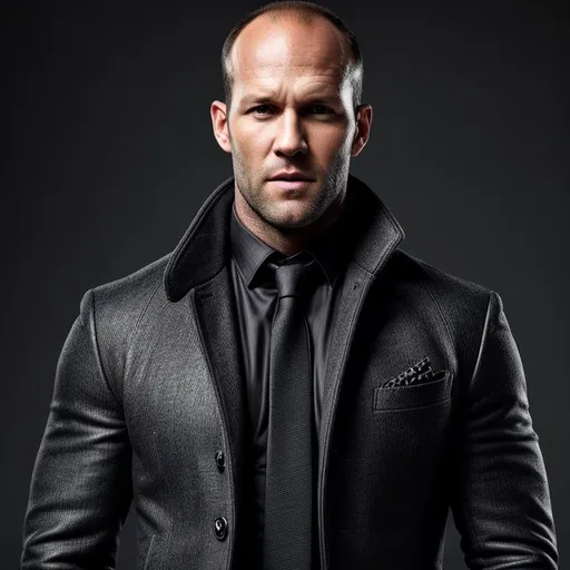 Prompt: Waist high Portrait of a beautiful and handsome jason statham in coat with tie,  perfect detailed face, detailed symmetric hazel eyes with circular iris, realistic, stunning realistic photograph, 3d render, octane render, intricately detailed, cinematic, trending on art station, Isometric, Centered hiper eallistic cover photo, awesome full color, hand drawn, dark, gritty, klimt, erte 64k, high definition, cinematic, neoprene, portrait featured on unsplash, stylized digital art, smooth, ultra high definition, 8k, unreal engine 5, ultra sharp focus, intricate artwork masterpiece, ominous, epic, trending on artstation, highly detailed, vibrant