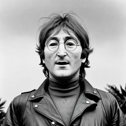 Prompt: John Lennon singing Vietnam War helicopters in the distance in the air photo realistic 