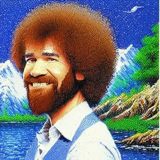 Bob Ross pointalism highly detailed OpenArt