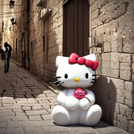 Prompt: hello kitty in Jerusalem realistic 