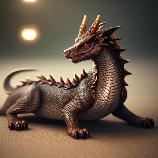 Prompt:  tiny realistic dragon and canine like features, 8k, high quality, trending art, sharp focus, studio photo, intricate details, highly detailed, vintage, octane render, ray traced lighting and reflections, fine details, 