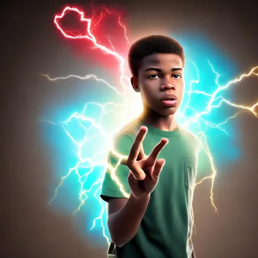 Prompt: Teenage African American boy with powers
