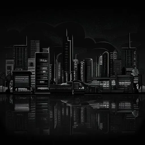 Prompt: noir-style landscape of a city