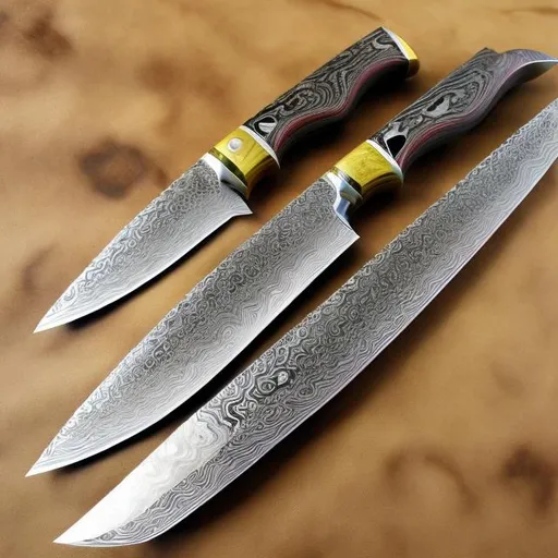 Prompt: Handmade Damascus attractive knive