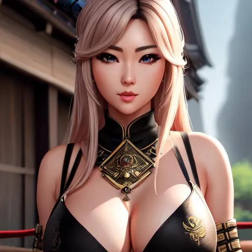 Prompt: extremely busty samurai, samurai sword on her hips, wears minimal clothing, highly detailed face, highly detailed eyes, highly detailed body, full body, whole body visible, full character visible, soft lighting, high definition, ultra realistic, unreal engine 5, 8K, digital art