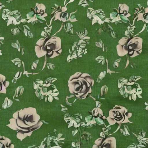 Prompt: Green rose fabric 