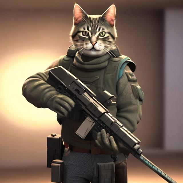 a cat with a gun