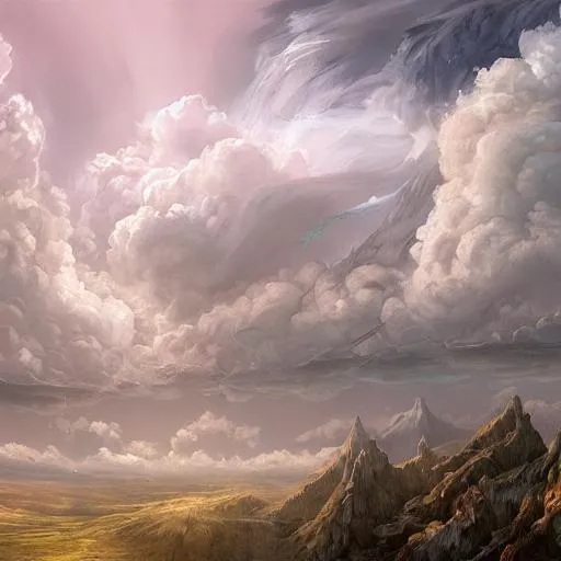 Prompt: a painting of clouds, a detailed matte painting, fantasy art, Artstation, artstation hq, matte painting, artstation hd