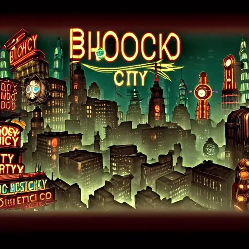Prompt: retro bioshock city wallpaper
