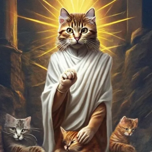 Prompt: actual photo of cat jesus, surprise me