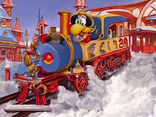 Prompt: train in disney funny