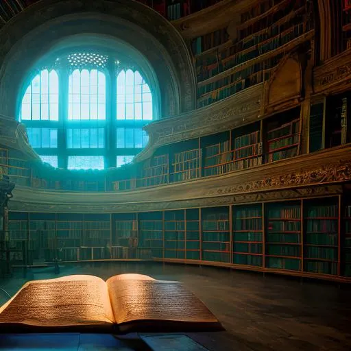 The interior of an abandoned magical library at nigh... | OpenArt