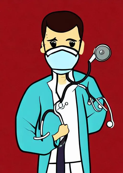 Prompt: A cartoon doctor with a mask