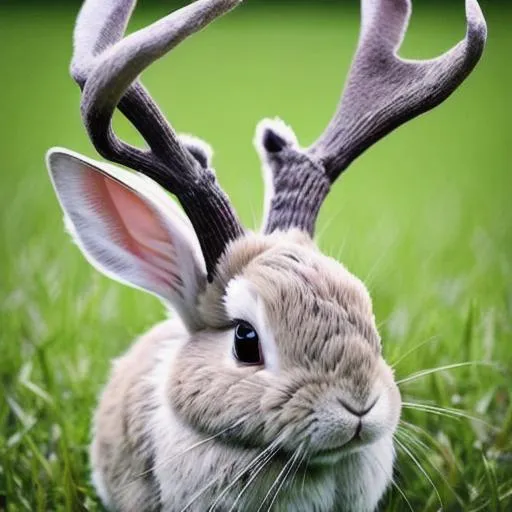 Prompt: A rabbit with antlers
