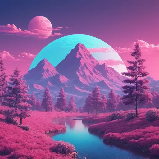 Prompt: vaporwave landscape