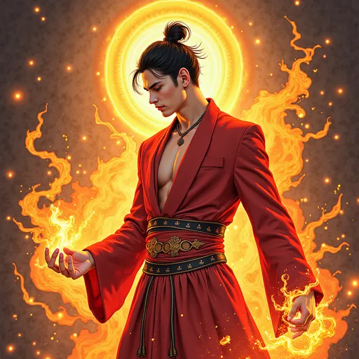 Prompt: Asian hot men replacing the Fool in Tarot