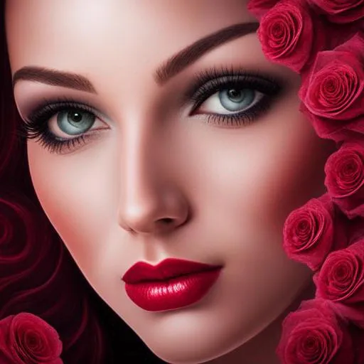 Prompt: fairy goddess,red roses, closeup