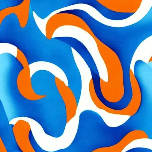 Prompt: Simple shapes art colors sketch abstract blue orange shapes waves white background
