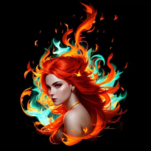 Prompt: goddess of fire, flaming hair on fire battling demons, illustration, artstation, dynamic soft lighting, high-res, 4k, stylistic