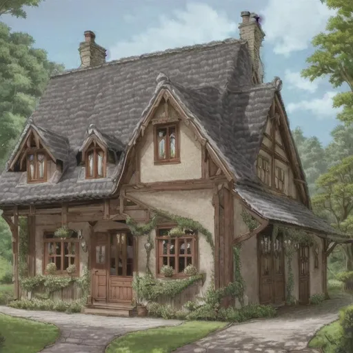 Prompt: beautiful ornated stuning cossy cottage in the wood