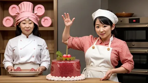 Prompt: The kawaii wax meat chef teaches you how to fry a vegan cake for your homeware