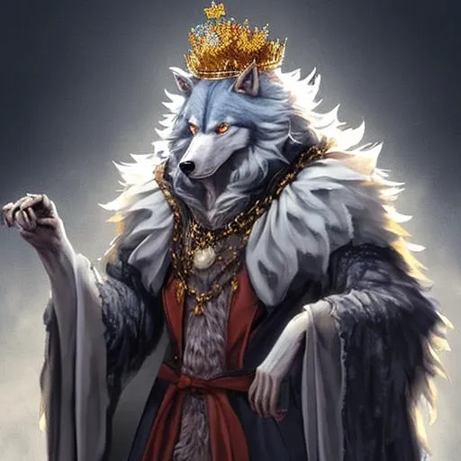 werewolf with a crown and royalty clothes | OpenArt