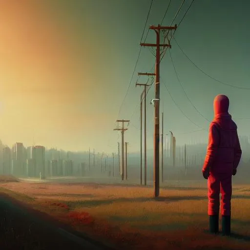 Simon Stålenhag, last human on cyberpunk, 4k | OpenArt