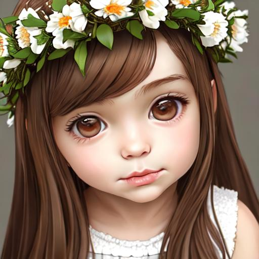 Girl, Child, Long brown hair, white skin, brown eye... | OpenArt