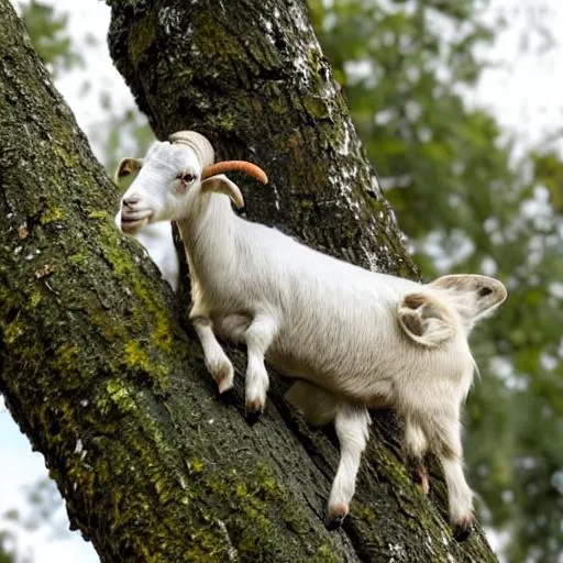 Prompt: A goat on a tree
