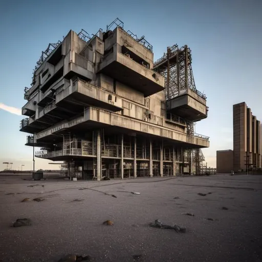 Prompt: an oil rig converted into a library, brutalist architecture