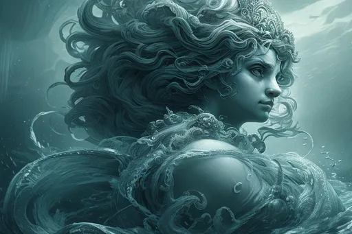 Prompt: goddess of the sea hyper detailed extremely realistic dark cinematic UHD in the style of Andreas Zafiratos