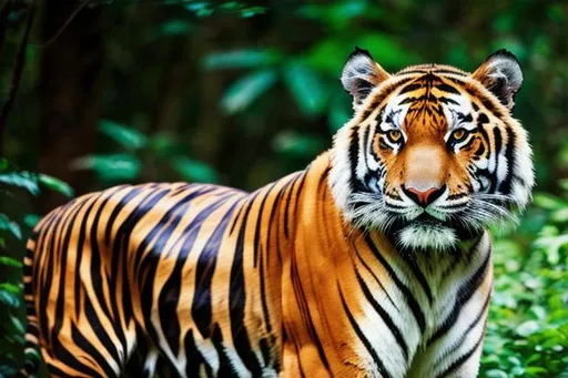 Prompt: a tiger in jungle, Wildlife photography, Canon EOS, cinematic shot, Full shot, Nat geo, Ultra hd, 4k