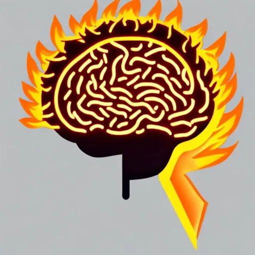 Prompt: minimalist head with brain on fire logo