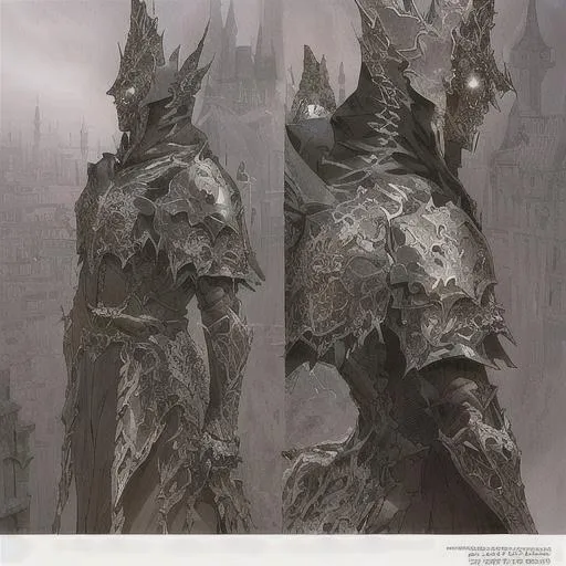 Prompt: photo a closeup of a single hooded armored cleric man standing on a building in an ancient gothic city, dark fantasy, drawn by Anthony Chong Jones, centered, intricate, elegant, masterpiece, highly detailed, concept art, smooth, sharp focus, character design, gothic, by Shi Zhonggui, art style of marc simonetti, necromancy, intricate depth and detail, character centered on image, book cover