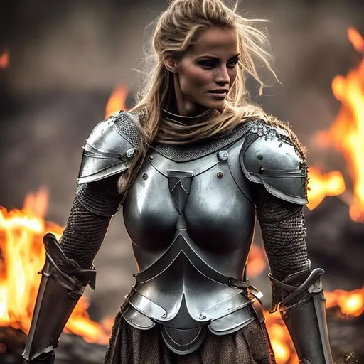 Prompt: beauty, fit, epic, knight, with a fire
