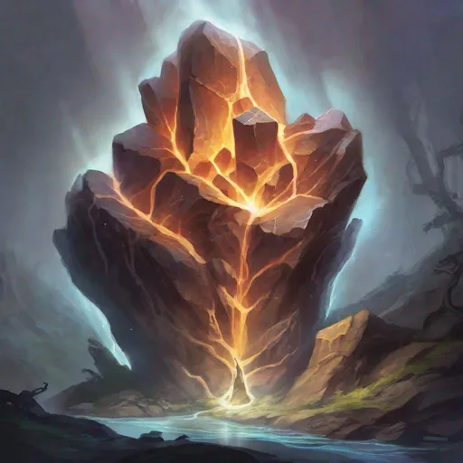 Prompt: glowing rock with veins, dungeons and dragons, magic the gathering, fantasy art, fantasy, wizard,, concept art, , artstation, award winning, painting, watercolor, 