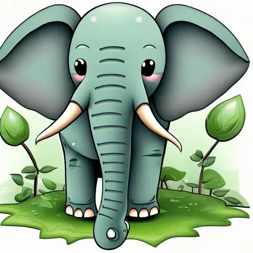 Prompt: elephant in a green habitat,clipart,hd on white background--s500