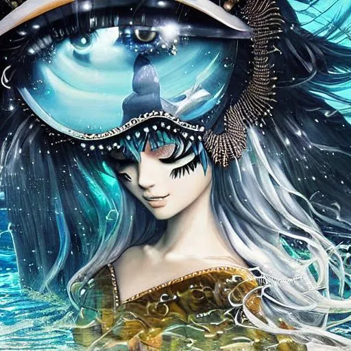 Prompt: Painting of a {goddess} wearing a {floating robe}, {zilver and black tints}, with a cute face, {in the Ocean}, perfect proportions, perfect eyes, Perfect composition, hyperrealistic, super detailed, high quality, sharp focus, drawing, intricate details, highly detailed, style tsutomu nihei