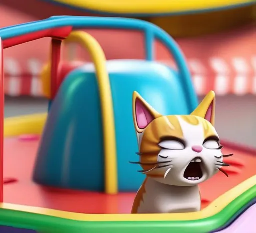 Prompt: A cat crying in a play land