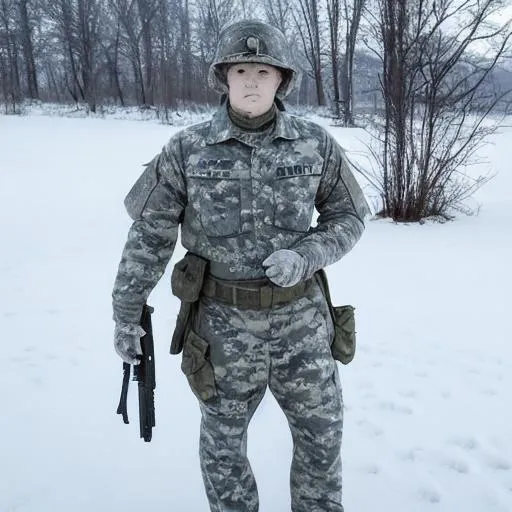 Prompt: Captain Frost appears as a ghostly soldier, clad in the attire of the Cold War era. His uniform reflects the icy climate of conflict, with a frost-covered camouflage pattern that blends seamlessly into wintry landscapes. His ghostly form is enveloped in an ethereal mist, emanating an aura of coldness that lingers around him.

He wears a weathered combat helmet, adorned with a ghostly visor that obscures his face, leaving only his piercing, icy blue eyes visible. The faint glow in his eyes mirrors the frozen determination and resolve within him. Captain Frost's uniform may bear various insignias, badges, and medals that denote his rank and achievements during his mortal life.

In his spectral form, Captain Frost carries spectral weapons of war, such as a ghostly rifle or a ghostly combat knife. These weapons appear as translucent, their edges shimmering with an otherworldly frost. The chill they exude is both a testament to the haunting legacy of the Cold War and a reminder of the lingering conflicts that continue to shape the world.

Captain Frost's presence is often accompanied by gusts of icy wind and a drop in temperature, as if the very air around him freezes in his wake. He moves silently, his footsteps leaving frosty imprints on the ground. His voice carries a hollow quality, laden with echoes of battles long fought and lives lost.

Captain Frost's spectral form may manifest in areas that were once sites of Cold War conflicts, such as abandoned military bases, desolate battlefields, or remote arctic regions. He serves as a reminder of the sacrifices made during that tumultuous era and the unyielding spirit of those who fought for their ideals.

Captain Frost's ghostly visage and unwavering dedication to his cause make him a formidable and haunting presence. While he may be trapped in the shadows of the past, his spectral presence serves as a reminder of the enduring legacy of the Cold War and the sacrifices made by those who served.